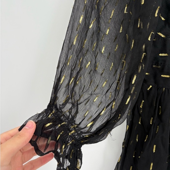 Angie Women's Twist Front Keyhole Long Sleeve Swiss dot black Dress size small - Picture 7 of 13